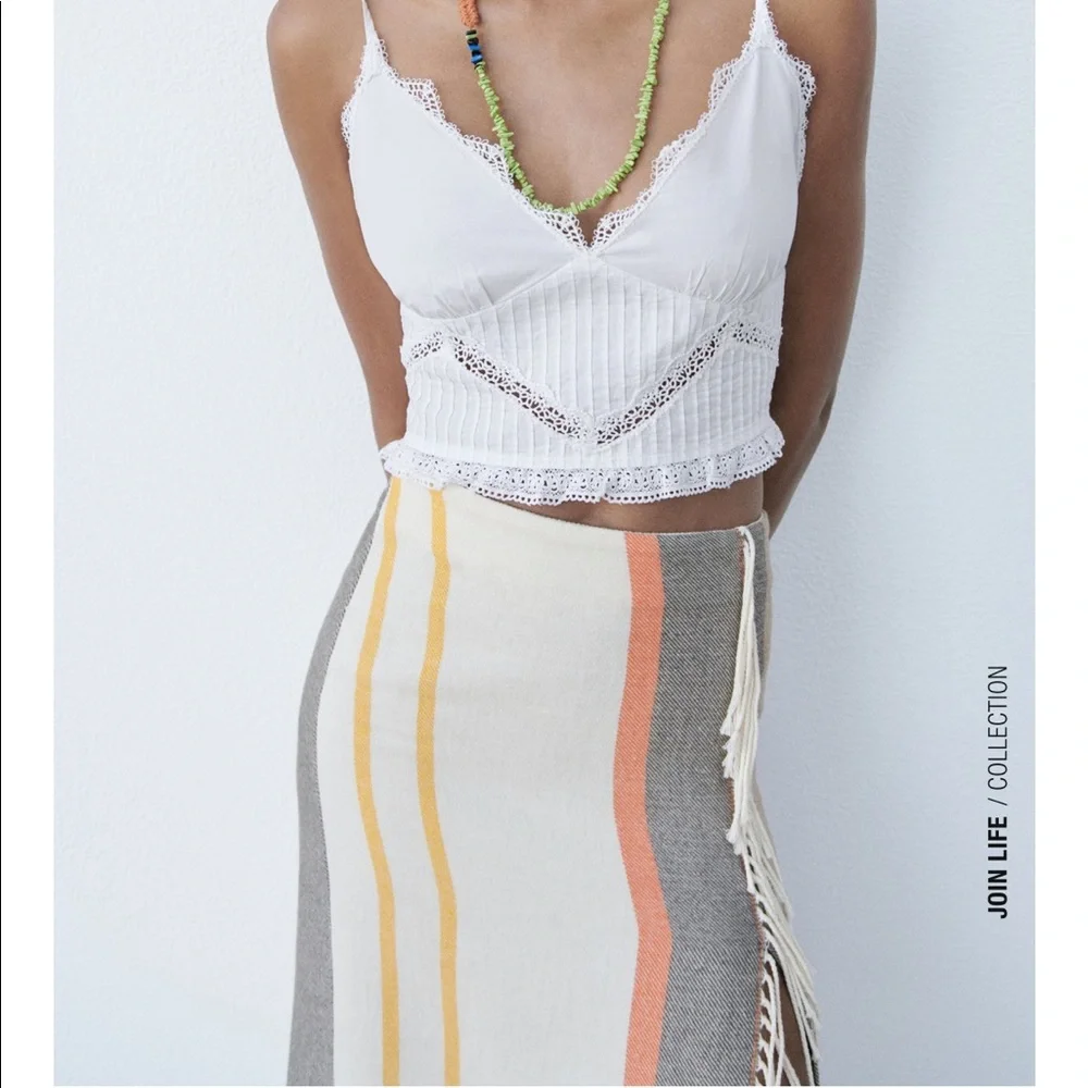 Zara striped skirt with fringes - Picture 12 of 15